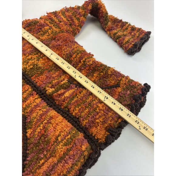 ECC Ecuadorian Clothing Company Wool Hood Full Zip Sweater Orange Textured Small - Picture 14 of 16